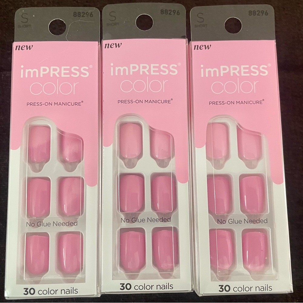 Kiss Impress Color Nails Press-On Manicure, Short, Pink ' SELF CARE ' #88296